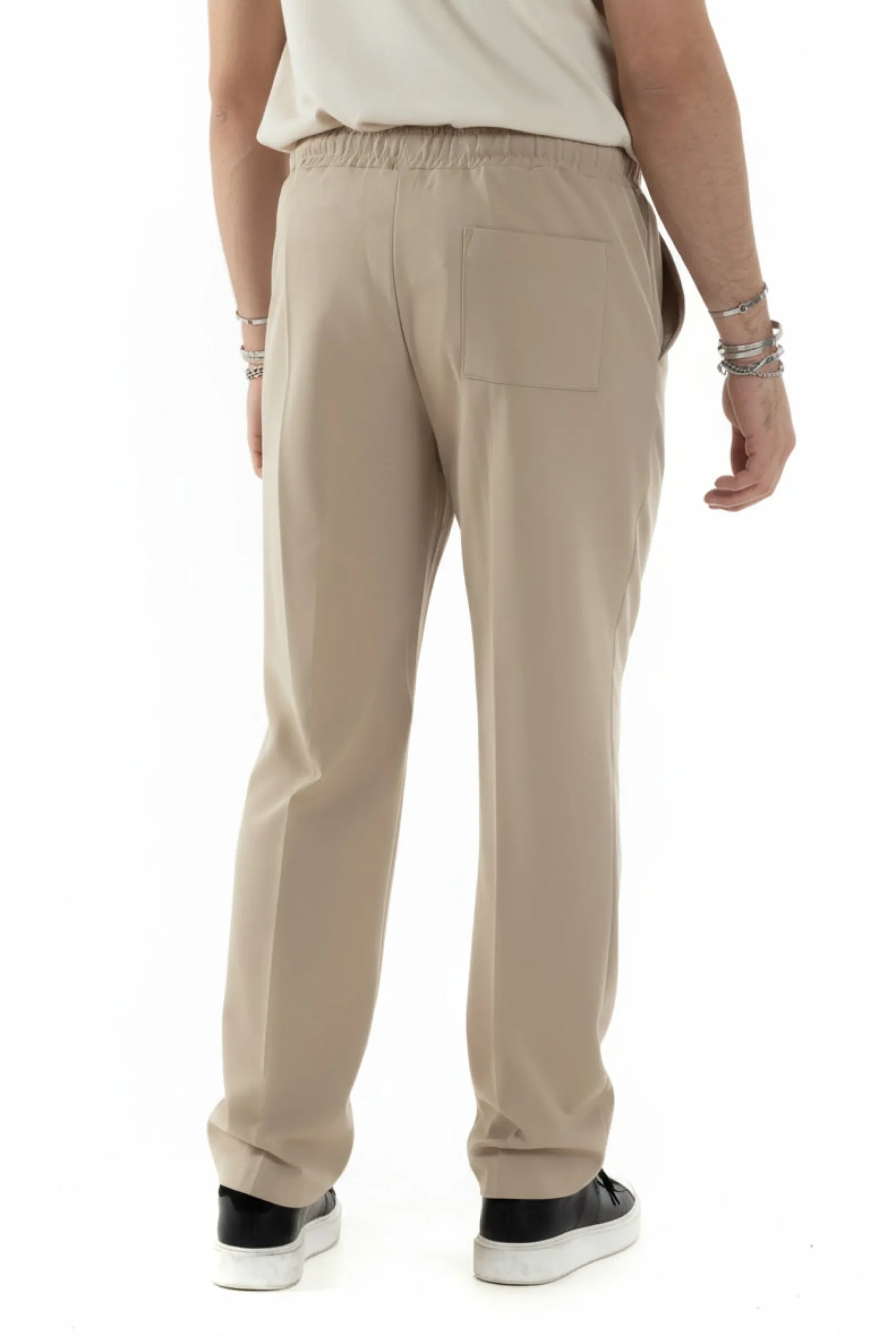 Pantaloni Uomo Pantalaccio Morbido Viscosa Baggy Fondo Largo Beige P6090A