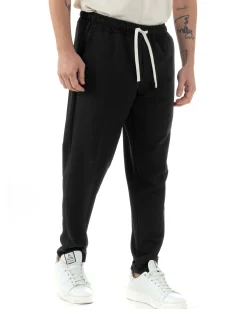 Pantaloni Uomo Pantalaccio Viscosa Morbido Regular Fit Nero P6247A