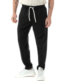 Pantaloni Uomo Pantalaccio Viscosa Morbido Regular Fit Nero P6247A