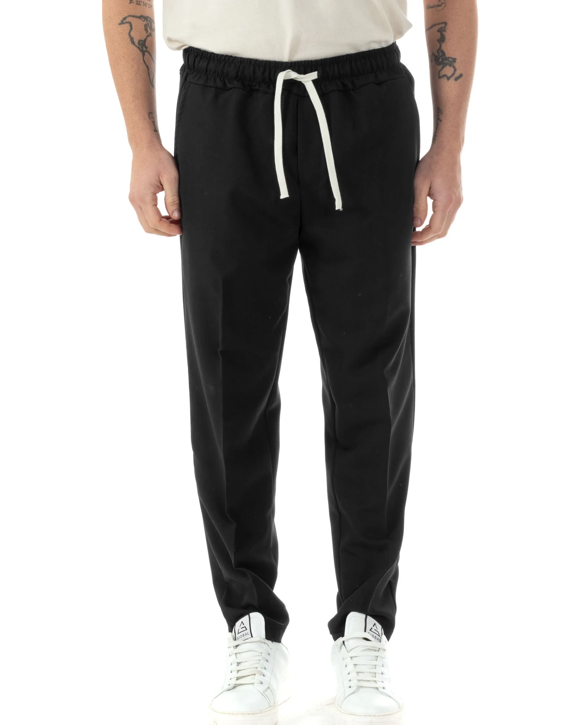 Pantaloni Uomo Pantalaccio Viscosa Morbido Regular Fit Nero P6247A