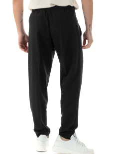 Pantaloni Uomo Pantalaccio Viscosa Morbido Regular Fit Nero P6247A