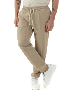Pantaloni Uomo Pantalaccio Viscosa Morbido Regular Fit Beige P6246A