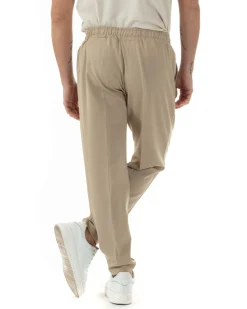 Pantaloni Uomo Pantalaccio Viscosa Morbido Regular Fit Beige P6246A