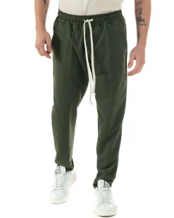 Pantaloni Uomo Pantalaccio Viscosa Morbido Regular Fit Verde P6248A