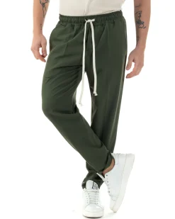 Pantaloni Uomo Pantalaccio Viscosa Morbido Regular Fit Verde P6248A