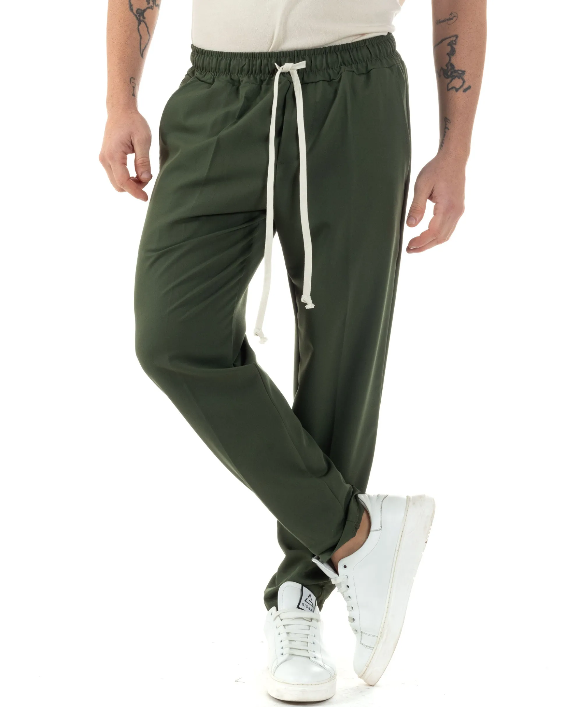Pantaloni Uomo Pantalaccio Viscosa Morbido Regular Fit Verde P6248A
