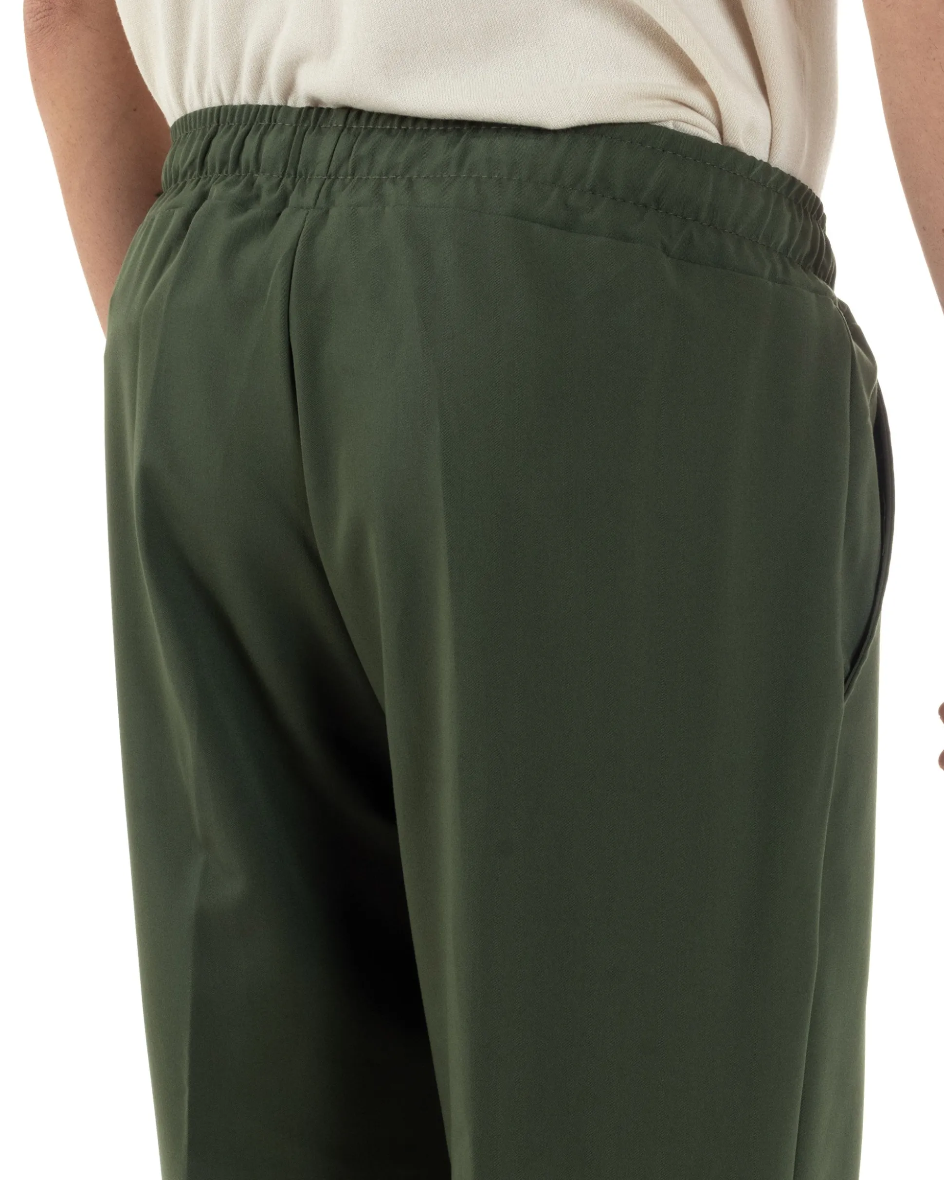 Pantaloni Uomo Pantalaccio Viscosa Morbido Regular Fit Verde P6248A