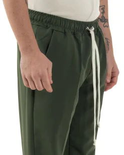 Pantaloni Uomo Pantalaccio Viscosa Morbido Regular Fit Verde P6248A