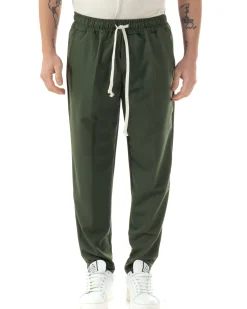 Pantaloni Uomo Pantalaccio Viscosa Morbido Regular Fit Verde P6248A