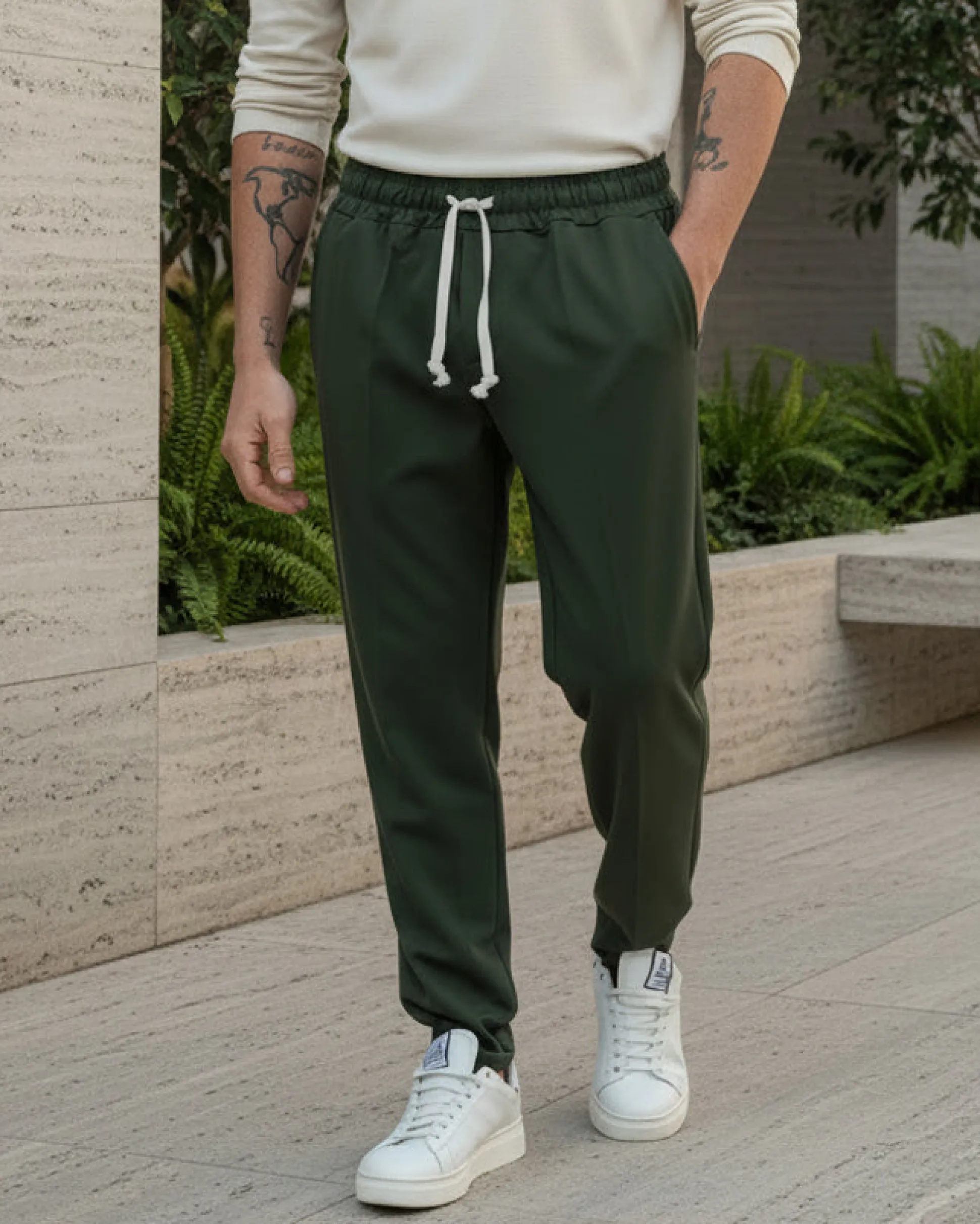 Pantaloni Uomo Pantalaccio Viscosa Morbido Regular Fit Verde P6248A