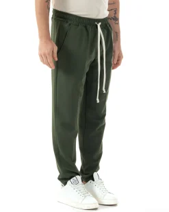 Pantaloni Uomo Pantalaccio Viscosa Morbido Regular Fit Verde P6248A