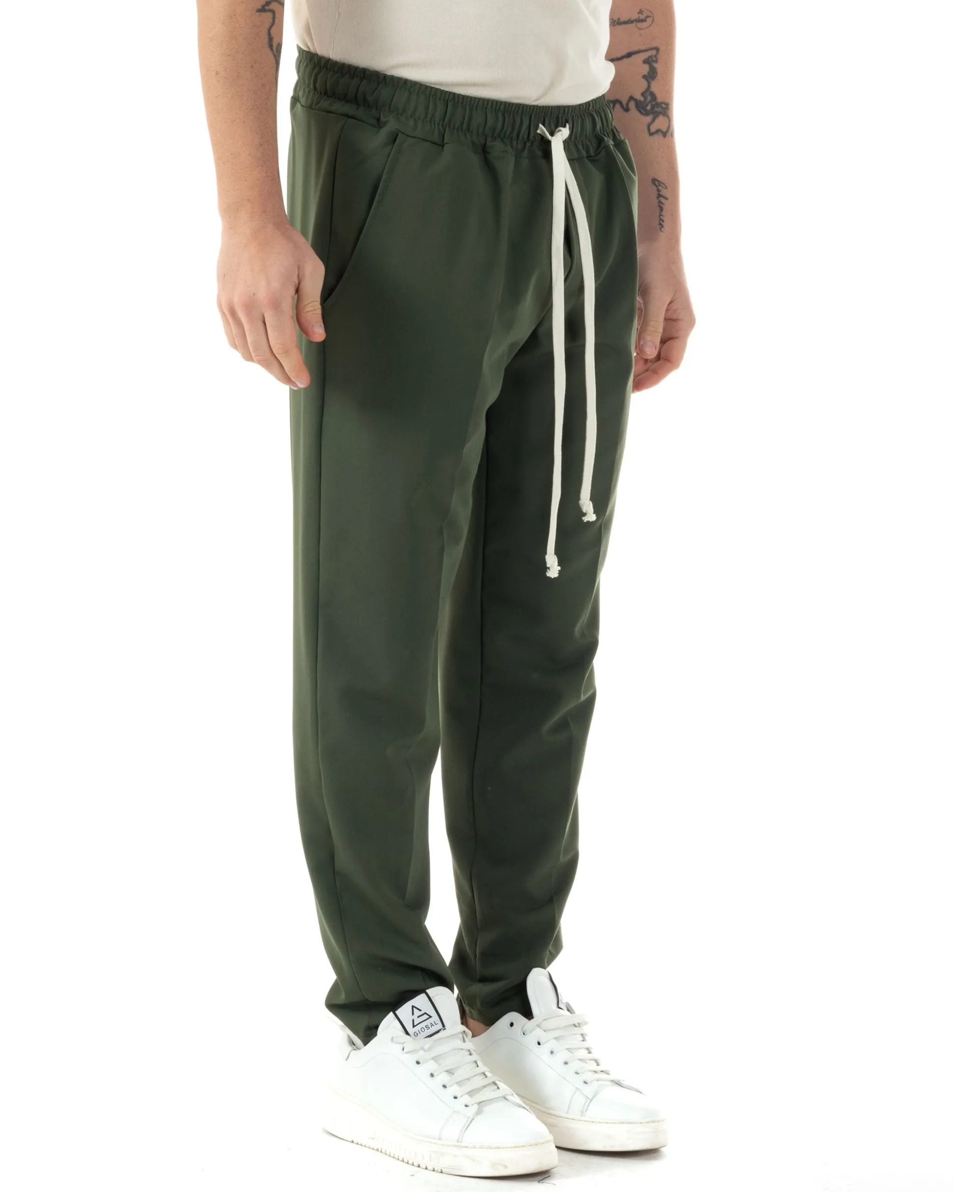 Pantaloni Uomo Pantalaccio Viscosa Morbido Regular Fit Verde P6248A