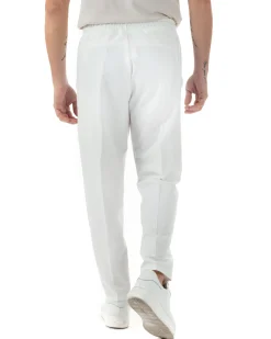 Pantaloni Uomo Pantalaccio Viscosa Morbido Regular Fit Bianco P6249A