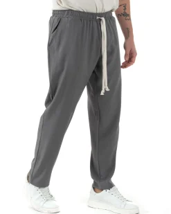 Pantaloni Uomo Pantalaccio Viscosa Morbido Regular Fit Grigio P6244A