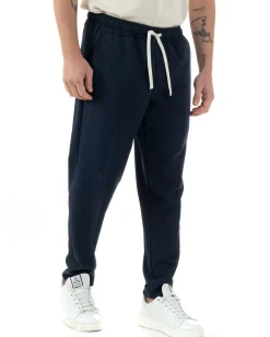 Pantaloni Uomo Pantalaccio Viscosa Morbido Regular Fit Blu P6245A