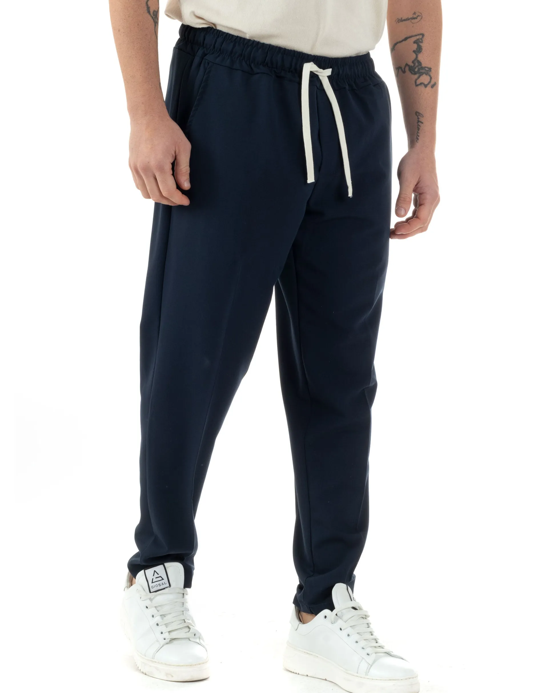 Pantaloni Uomo Pantalaccio Viscosa Morbido Regular Fit Blu P6245A