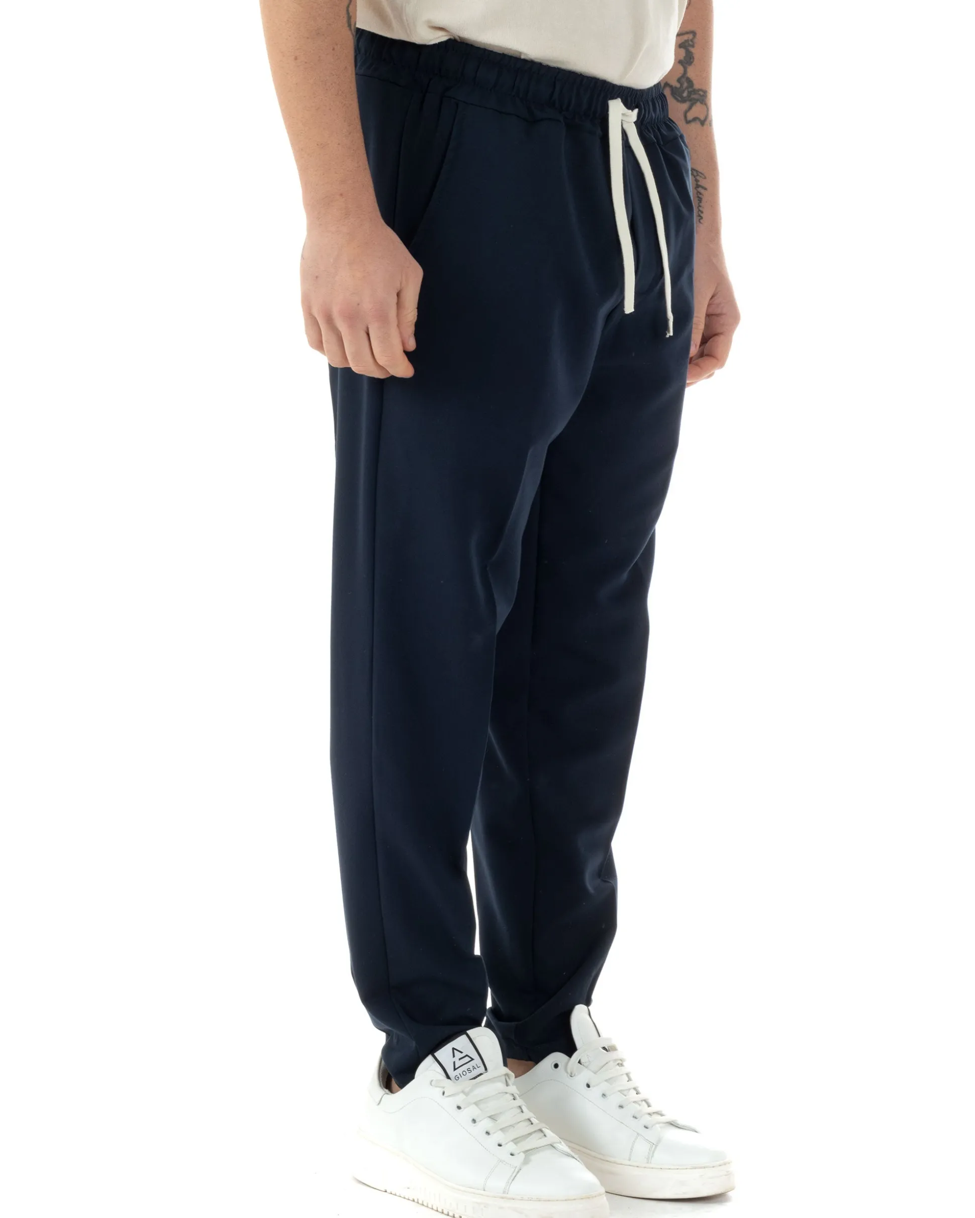 Pantaloni Uomo Pantalaccio Viscosa Morbido Regular Fit Blu P6245A
