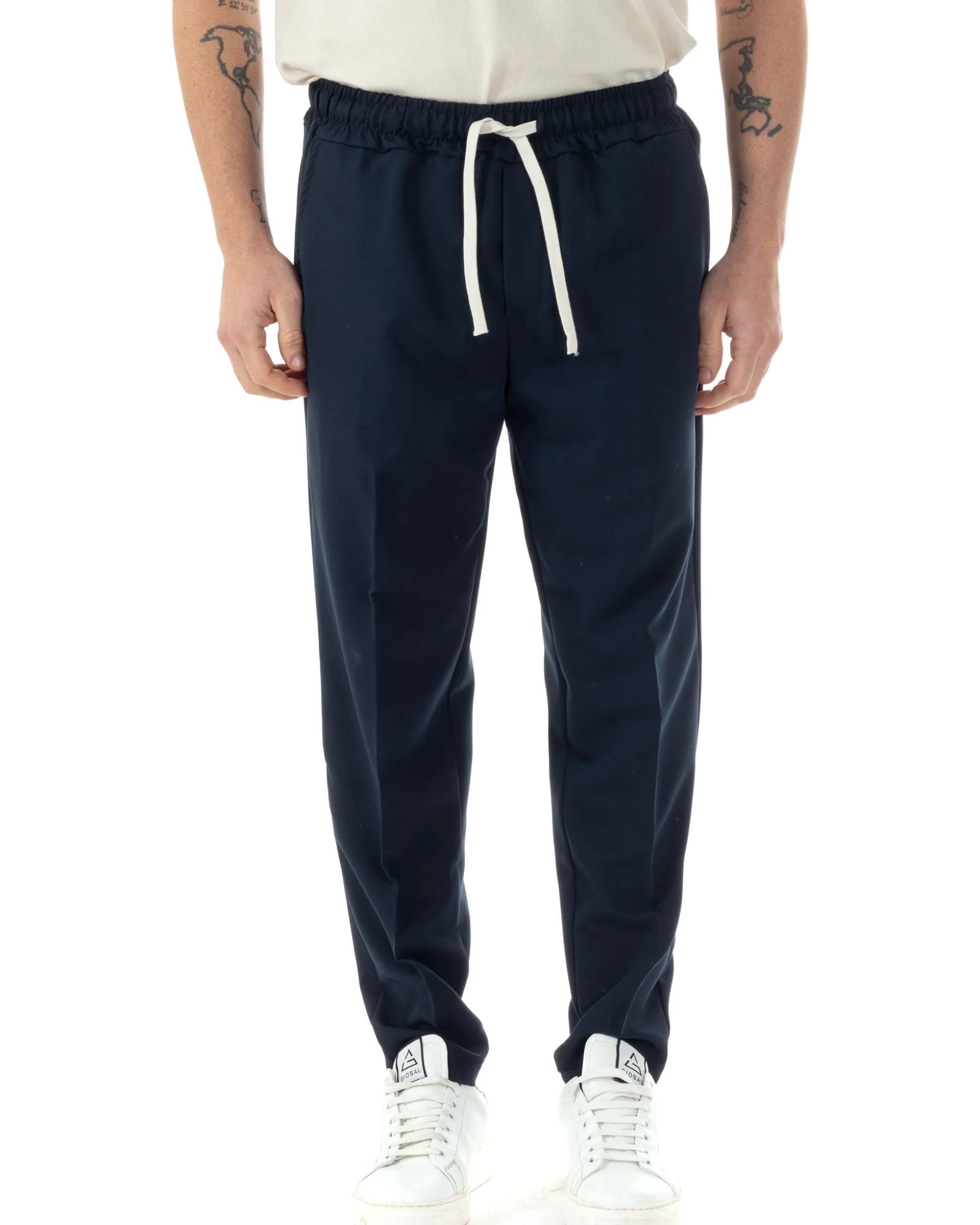 Pantaloni Uomo Pantalaccio Viscosa Morbido Regular Fit Blu P6245A