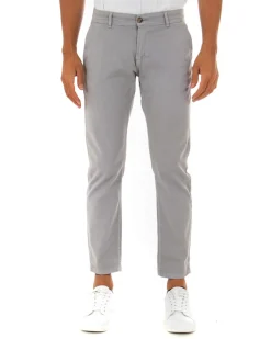 Pantaloni Uomo Slim Cotone Elastico Classico Tasche America Basic Grigio Chiaro GIOSAL-P5008A