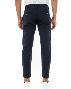 Pantaloni Uomo Slim Cotone Elastico Classico Tasche America Basic Blu GIOSAL-P5002A