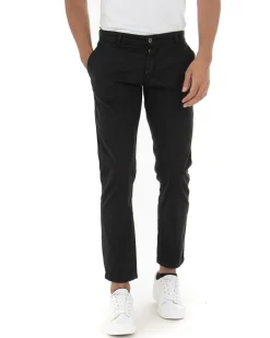 Pantaloni Uomo Slim Cotone Elastico Classico Tasche America Basic Nero GIOSAL-P5004A