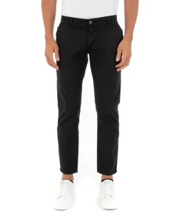 Pantaloni Uomo Slim Cotone Elastico Classico Tasche America Basic Nero GIOSAL-P5004A
