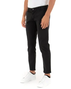 Pantaloni Uomo Slim Cotone Elastico Classico Tasche America Basic Nero GIOSAL-P5004A