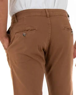 Pantaloni Uomo Slim Cotone Elastico Classico Tasche America Basic Camel GIOSAL-P5009A