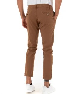 Pantaloni Uomo Slim Cotone Elastico Classico Tasche America Basic Camel GIOSAL-P5009A