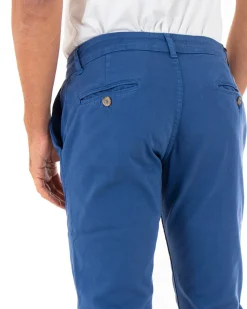 Pantaloni Uomo Slim Cotone Elastico Classico Tasche America Basic Blu Royal GIOSAL-P5007A