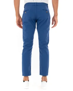 Pantaloni Uomo Slim Cotone Elastico Classico Tasche America Basic Blu Royal GIOSAL-P5007A