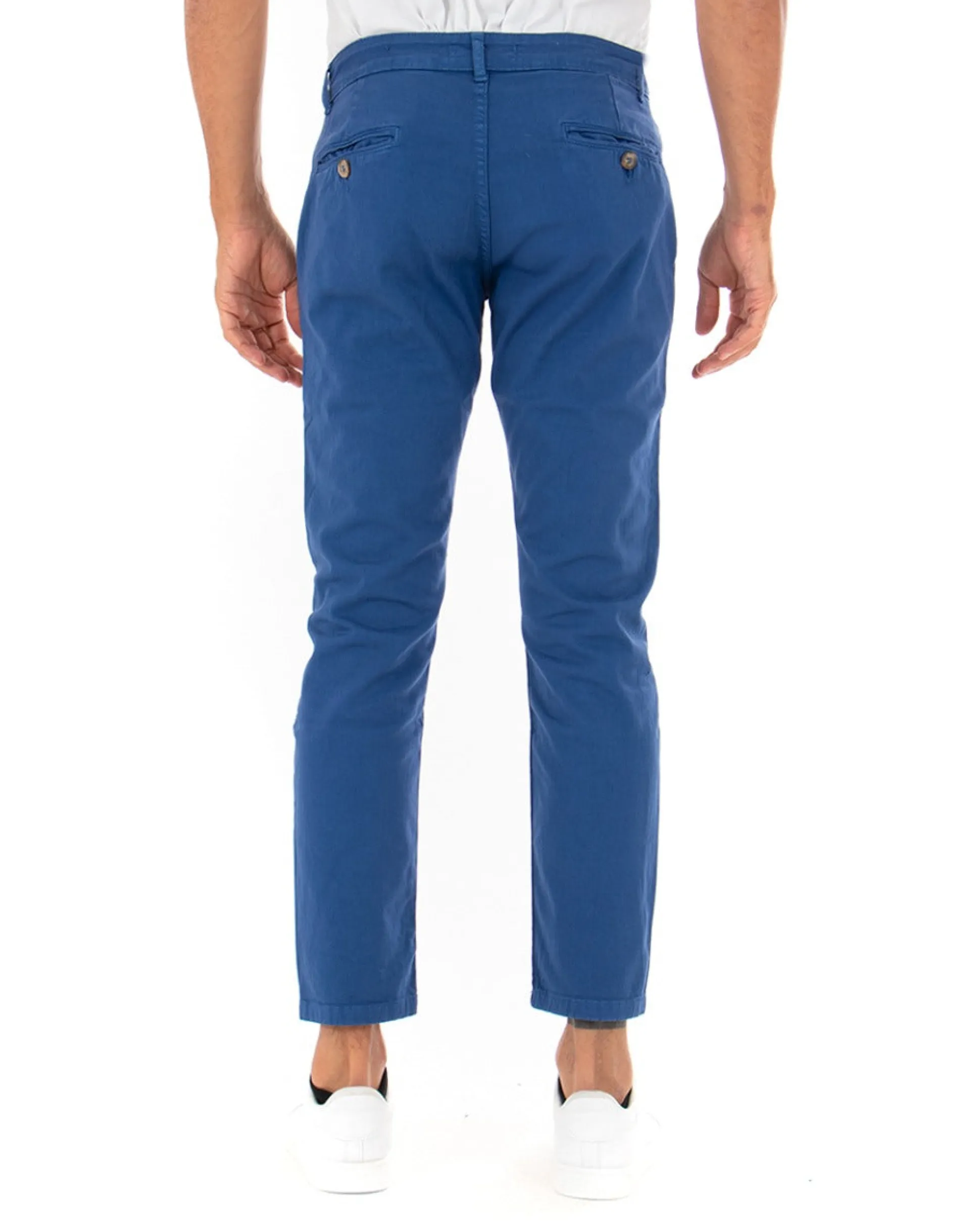 Pantaloni Uomo Slim Cotone Elastico Classico Tasche America Basic Blu Royal GIOSAL-P5007A