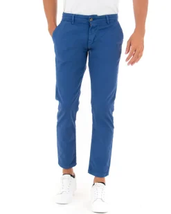 Pantaloni Uomo Slim Cotone Elastico Classico Tasche America Basic Blu Royal GIOSAL-P5007A
