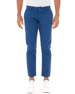 Pantaloni Uomo Slim Cotone Elastico Classico Tasche America Basic Blu Royal GIOSAL-P5007A