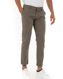 Pantaloni Uomo Slim Cotone Elastico Classico Tasche America Basic Fango GIOSAL-P5588A