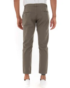 Pantaloni Uomo Slim Cotone Elastico Classico Tasche America Basic Fango GIOSAL-P5588A