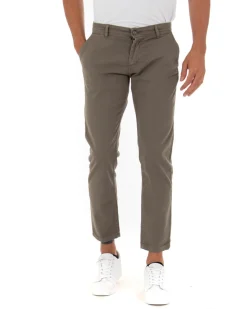Pantaloni Uomo Slim Cotone Elastico Classico Tasche America Basic Fango GIOSAL-P5588A