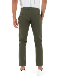Pantaloni Uomo Slim Cotone Elastico Classico Tasche America Basic Verde GIOSAL-P5005A