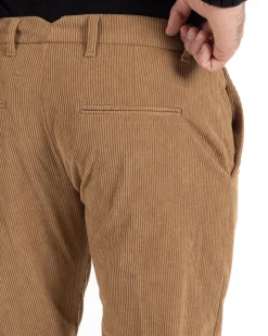 Pantaloni Uomo Tasca America Classico Velluto Costine Camel Casual GIOSAL-P6001A
