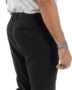 Pantaloni Uomo Tasca America Chinos Cotone Invernale Capri Basic Sartoriale Slim Fit Casual Nero GIOSAL-P6180A