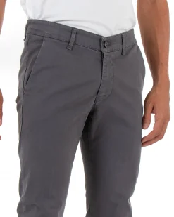 Pantaloni Uomo Tasca America Lungo Classico Slim Grigio Scuro GIOSAL-P5406A