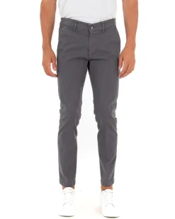 Pantaloni Uomo Tasca America Lungo Classico Slim Grigio Scuro GIOSAL-P5406A