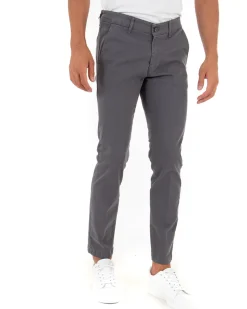 Pantaloni Uomo Tasca America Lungo Classico Slim Grigio Scuro GIOSAL-P5406A