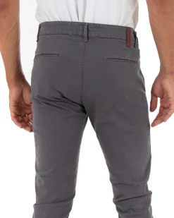 Pantaloni Uomo Tasca America Lungo Classico Slim Grigio Scuro GIOSAL-P5406A