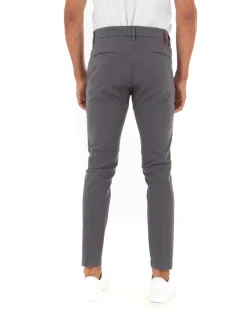Pantaloni Uomo Tasca America Lungo Classico Slim Grigio Scuro GIOSAL-P5406A
