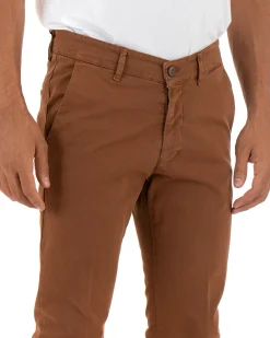 Pantaloni Uomo Tasca America Lungo Classico Slim Tabacco GIOSAL-P5402A
