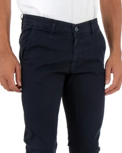Pantaloni Uomo Tasca America Lungo Classico Slim Blu GIOSAL-P5409A