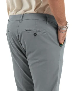 Pantaloni Uomo Tasche America Abbottonatura Allungata Cotone Invernale Capri Slim Grigio P6175A
