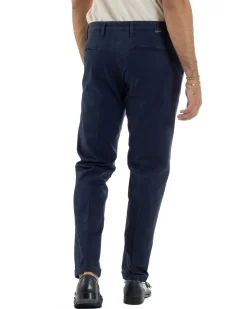 Pantaloni Uomo Tasche America Chino Cotone Slim Fit Blu Over-D OC1F2W5P03