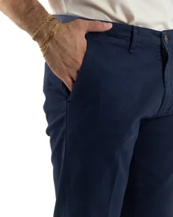 Pantaloni Uomo Tasche America Chino Cotone Slim Fit Blu Over-D OC1F2W5P03